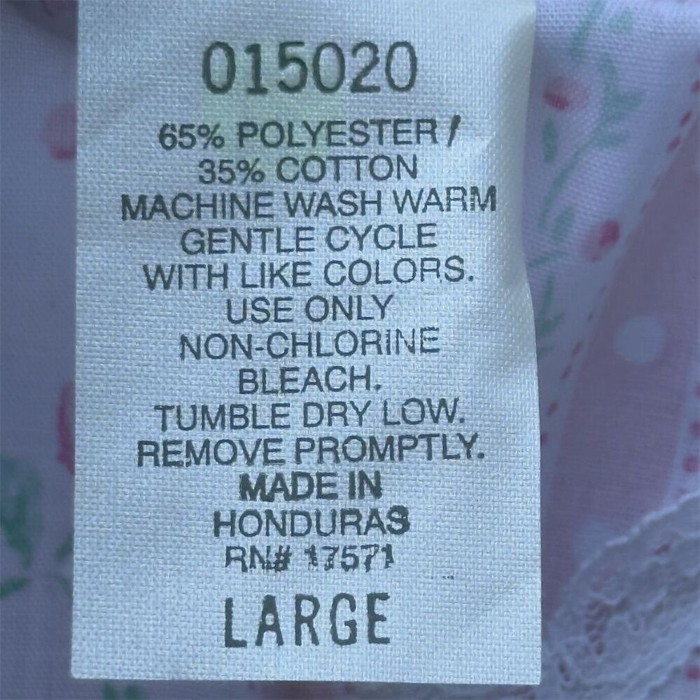 VTG Character Floral Sleeveless Nightgown Women's L Pink Lace Trims Cottagecore - Picture 6 of 6